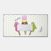 かわいいおもしろいアイスクリームポップシクル漫画トリオ デスクマット (キーボード&マウス)