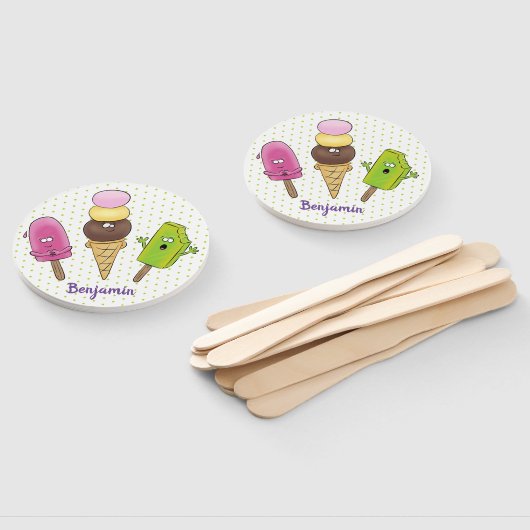 かわいいおもしろいアイスクリームポップシクル漫画トリオ ハンドファン (組立なし)