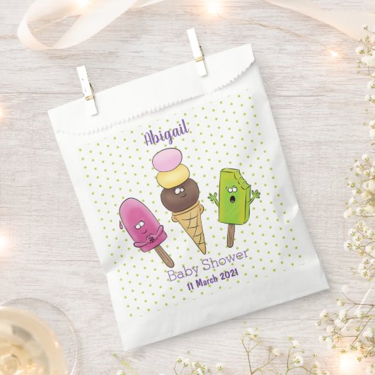 かわいいおもしろいアイスクリームポップシクル漫画トリオ フェイバーバッグ (クリップ留めされた状態)