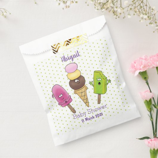 かわいいおもしろいアイスクリームポップシクル漫画トリオ フェイバーバッグ (封をした状態)