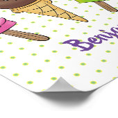 かわいいおもしろいアイスクリームポップシクル漫画トリオ ポスター (角)