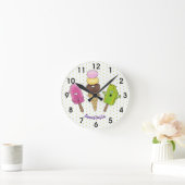 かわいいおもしろいアイスクリームポップシクル漫画トリオ ラウンド壁時計 (ホーム)