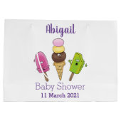 かわいいおもしろいアイスクリームポップシクル漫画トリオ ラージペーパーバッグ (裏面)