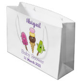 かわいいおもしろいアイスクリームポップシクル漫画トリオ ラージペーパーバッグ (裏面アングル)