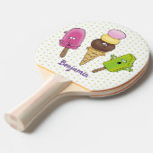 かわいいおもしろいアイスクリームポップシクル漫画トリオ 卓球ラケット (正面アングル)