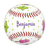 かわいいおもしろいアイスクリームポップシクル漫画トリオ 野球ボール (正面)