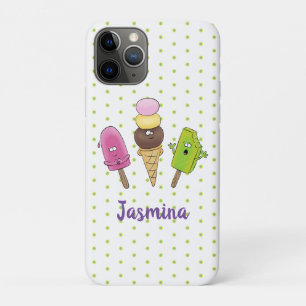 かわいいおもしろいアイスクリームポップシクル漫画トリオ iPhone 11 PROケース