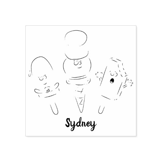 かわいいおもしろいアイスクリームポップスの漫画 ラバースタンプ (インプリント)