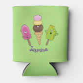 かわいいおもしろいアイスクリームポップスの漫画 缶クーラー (正面)