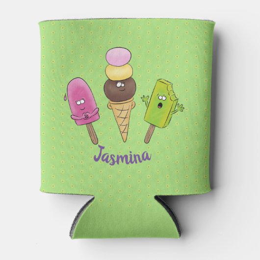 かわいいおもしろいアイスクリームポップスの漫画 缶クーラー (正面)