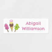 かわいいおもしろいアイスクリームポップスパーソナライズされたの漫画 ラベル (デザイン2)