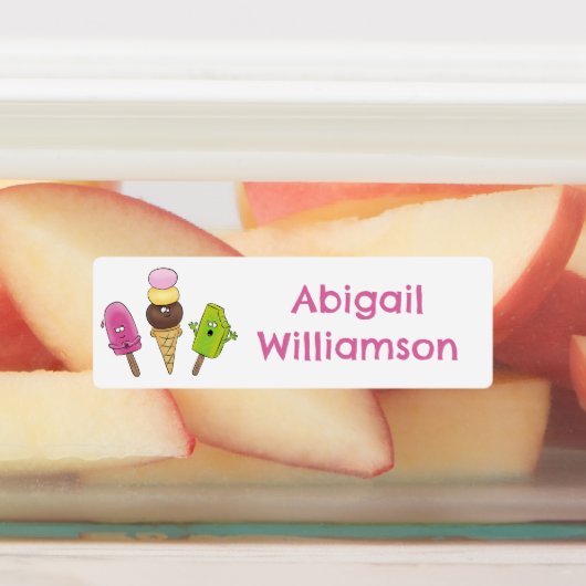 かわいいおもしろいアイスクリームポップスパーソナライズされたの漫画 ラベル (貼付)