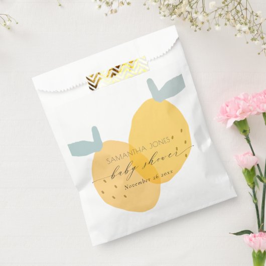 かわいいおもしろいイエローレモンフルーティシトラスベビーシャワー フェイバーバッグ (封をした状態)