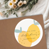 かわいいおもしろいイエローレモンフルーティシトラスベビーシャワー ラウンドシール