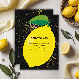 かわいいおもしろいイエローレモン金ゴールドグリッターベビーシャワー エンクロージャーカード