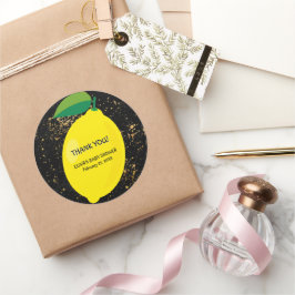 かわいいおもしろいイエローレモン金ゴールドグリッターベビーシャワー ラウンドシール