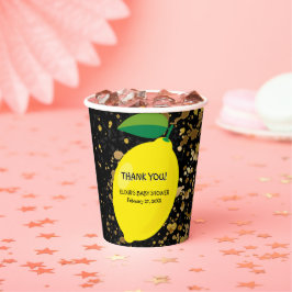 かわいいおもしろいイエローレモン金ゴールドグリッターベビーシャワー 紙コップ