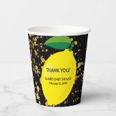 かわいいおもしろいイエローレモン金ゴールドグリッターベビーシャワー 紙コップ (裏面)