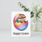 かわいいおもしろいイースターオッターベビー ポストカード (スタンド正面)