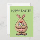 かわいいおもしろいイースターバニー卵漫画 シーズンポストカード (正面/裏面)