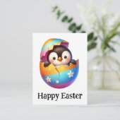 かわいいおもしろいイースターベビーペンギン ポストカード (スタンド正面)
