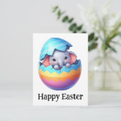 かわいいおもしろいイースターベビー象 ポストカード (スタンド正面)