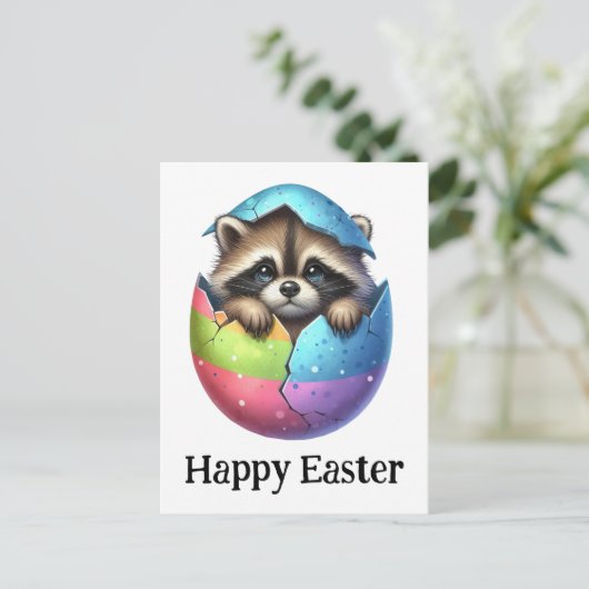 かわいいおもしろいイースターラクーン ポストカード (スタンド正面)
