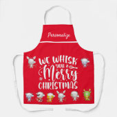 かわいいおもしろいウィスクユーメリークリスマスパン引用文 エプロン (正面)