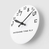 かわいいおもしろいウオッチタイムフライ ラウンド壁時計 (傾斜)