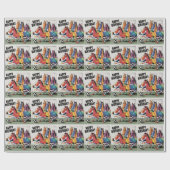 かわいいおもしろいウマ遊ズのサッカー誕生日 ラッピングペーパー (フラット)