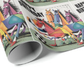 かわいいおもしろいウマ遊ズのサッカー誕生日 ラッピングペーパー (ロールコーナー)