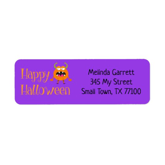 かわいいおもしろいオレンジ小さなモンスターのアドレカスタムス ラベル (正面)