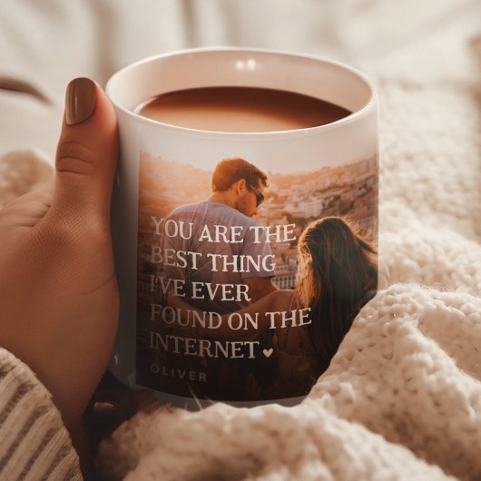 かわいいおもしろいオンラインデートすることカップル4フォトコラージュ マグカップ