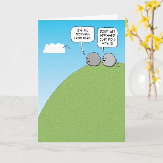 かわいいおもしろいオールダウンヒルズここから誕生日 カード (黄色い花)