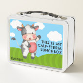 かわいいおもしろいカウプンジョークファームアニマルキッズ学校 メタルランチボックス (裏面)