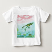 かわいいおもしろいカエルが池に飛び込む ベビーTシャツ (正面)