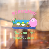 かわいいおもしろいカエルのバブルガム漫画イラストレーション ウィンドウサイン (シート2)