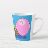 かわいいおもしろいカエルのバブルガム漫画イラストレーション カフェラテマグ (右)