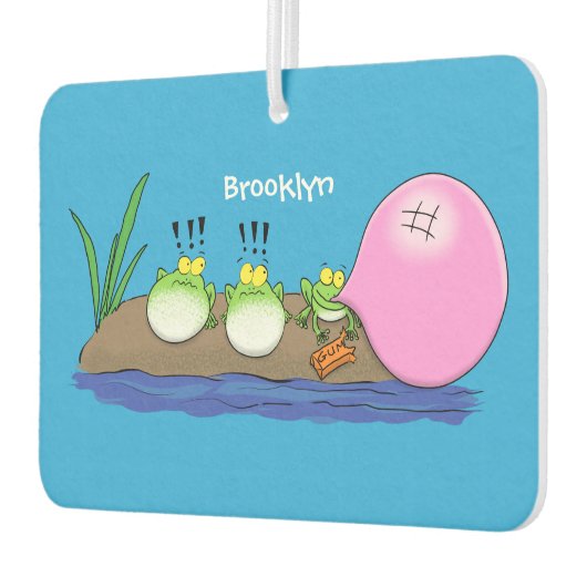 かわいいおもしろいカエルのバブルガム漫画イラストレーション カーエアーフレッシュナー (左)