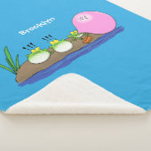 かわいいおもしろいカエルのバブルガム漫画イラストレーション シェルパブランケット (3/4)