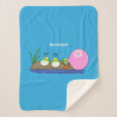 かわいいおもしろいカエルのバブルガム漫画イラストレーション シェルパブランケット (正面)