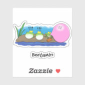 かわいいおもしろいカエルのバブルガム漫画イラストレーション シール (シート)