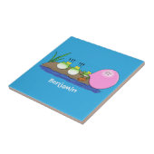 かわいいおもしろいカエルのバブルガム漫画イラストレーション タイル (側面)