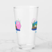 かわいいおもしろいカエルのバブルガム漫画イラストレーション タンブラーグラス (左)