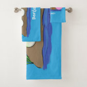 かわいいおもしろいカエルのバブルガム漫画イラストレーション バスタオルセット (インサイチュ)