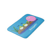 かわいいおもしろいカエルのバブルガム漫画イラストレーション バスマット (アングル)