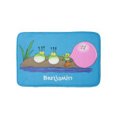 かわいいおもしろいカエルのバブルガム漫画イラストレーション バスマット (正面)