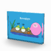 かわいいおもしろいカエルのバブルガム漫画イラストレーション フォトブロック (右)