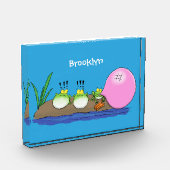 かわいいおもしろいカエルのバブルガム漫画イラストレーション フォトブロック (左)