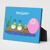 かわいいおもしろいカエルのバブルガム漫画イラストレーション フォトプラーク (側面)